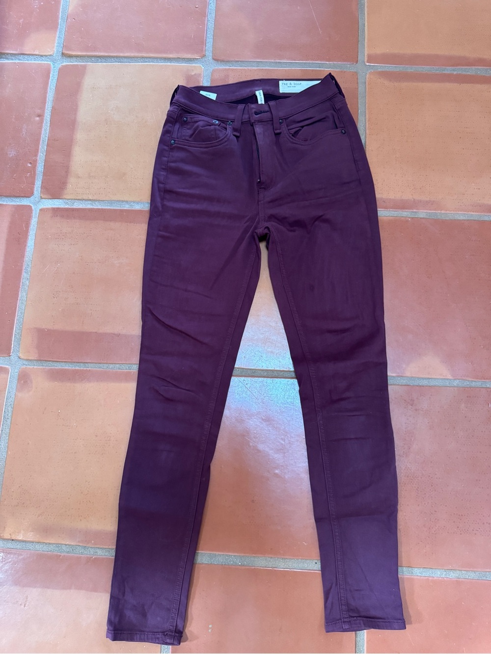 Rag and Bone Women’s High-Rise Slim Jeans in Ox Blood